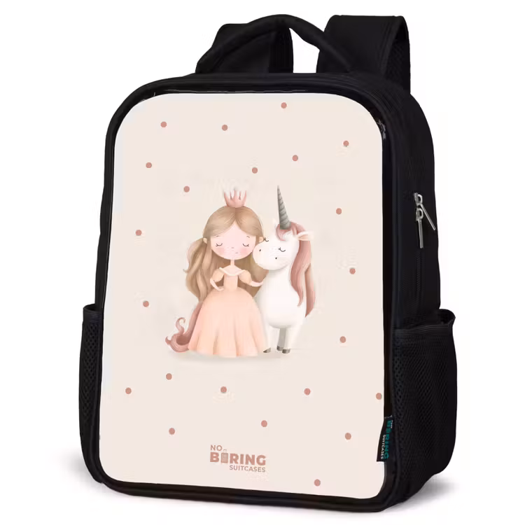 Kinderrugzak - Zwart - Prinses en een eenhoorn in pastel kleuren — 7