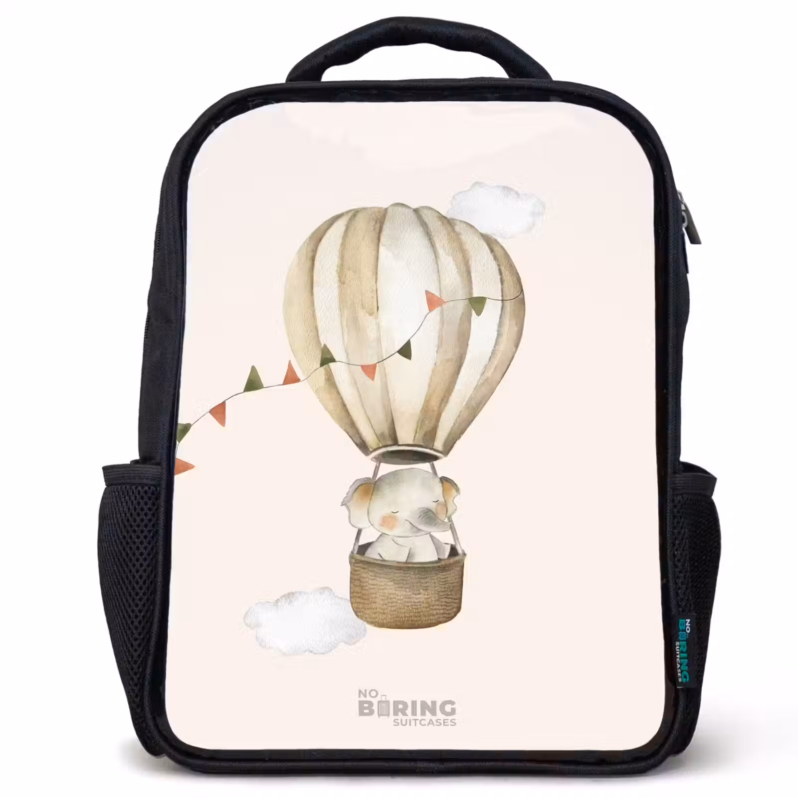 Kinderrugzak - Zwart - Olifant in een luchtballon — 1