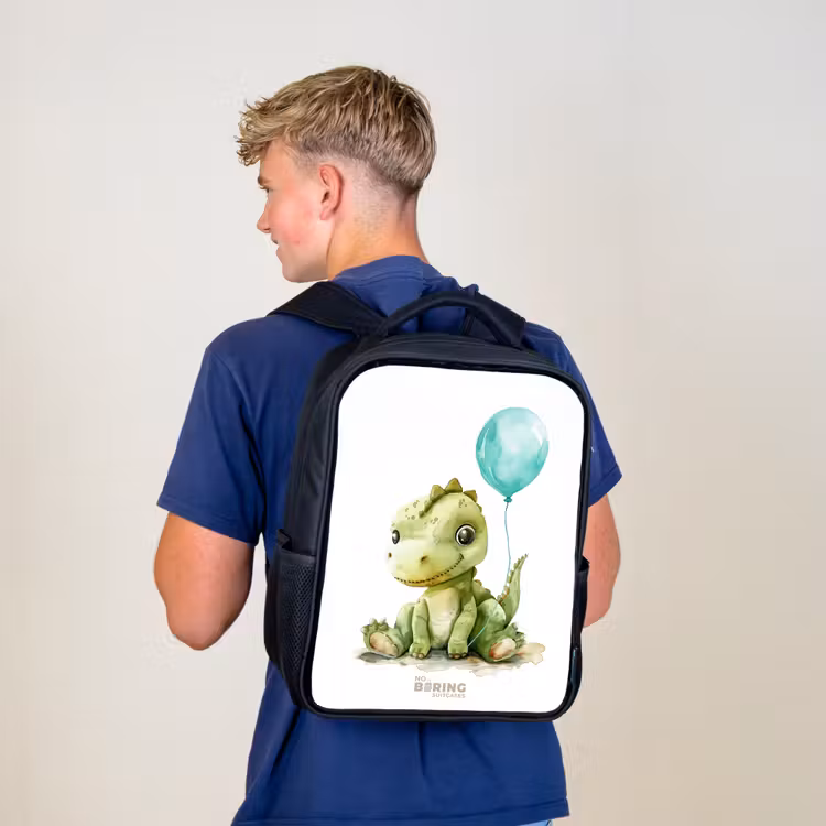 Kinderrugzak - Zwart - Dino met blauwe ballon — 6