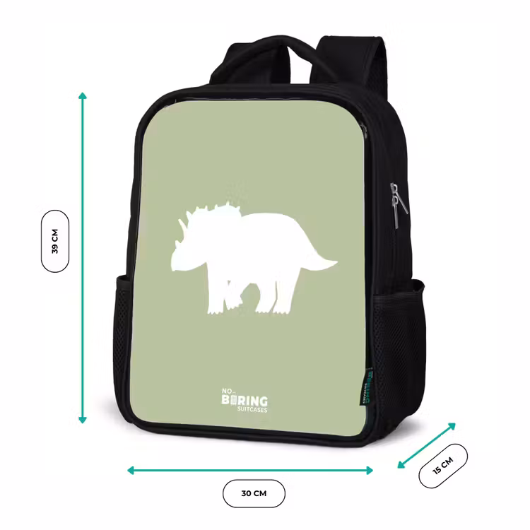 Kinderrugzak - Zwart - Groen met Triceratops dino — 5