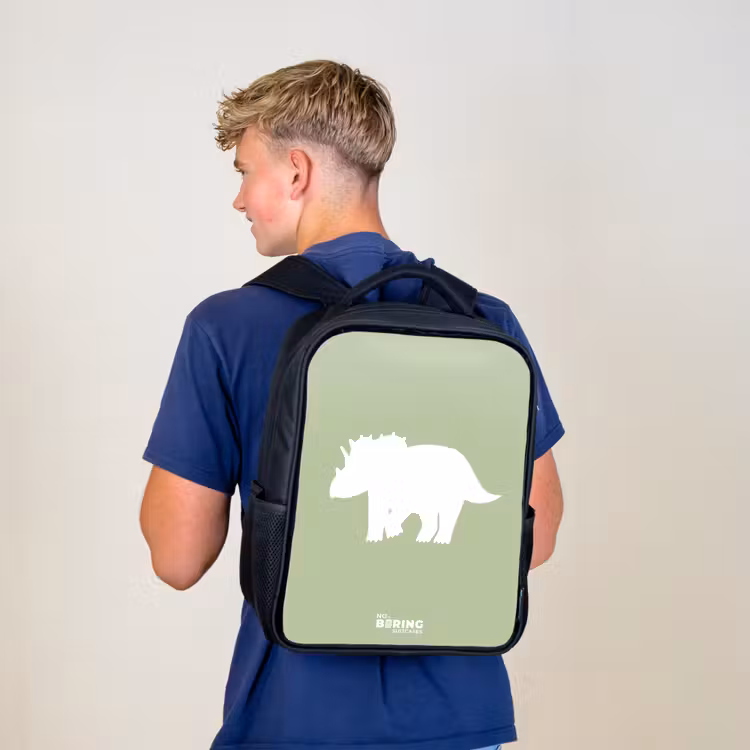 Kinderrugzak - Zwart - Groen met Triceratops dino — 6