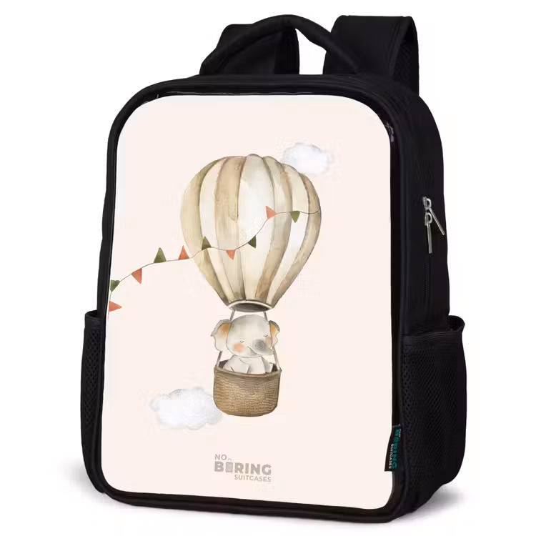 Kinderrugzak - Zwart - Olifant in een luchtballon — 7