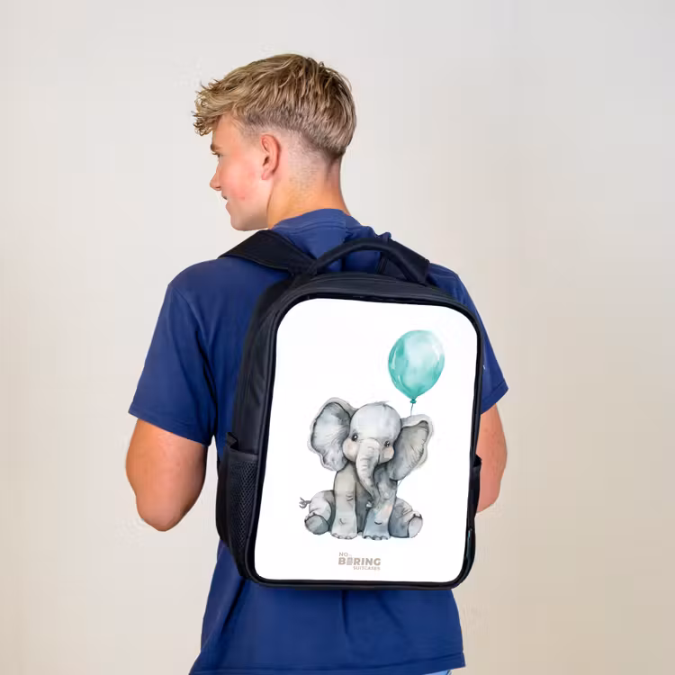 Kinderrugzak - Zwart - Olifant met blauwe ballon — 6