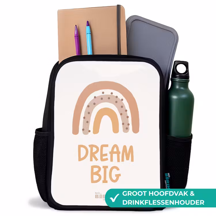 Kinderrugzak - Zwart - Regenboog met de quote 'Dream Big' — 4