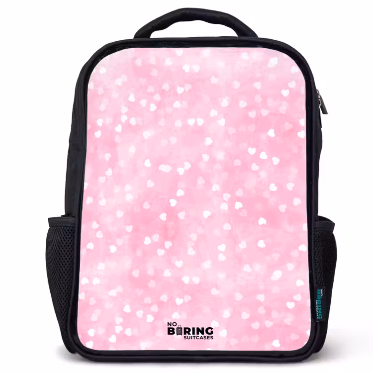 Kinderrugzak - Zwart - Roze glitter hartjes — 1