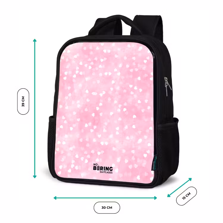 Kinderrugzak - Zwart - Roze glitter hartjes — 5