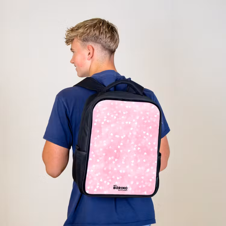 Kinderrugzak - Zwart - Roze glitter hartjes — 6