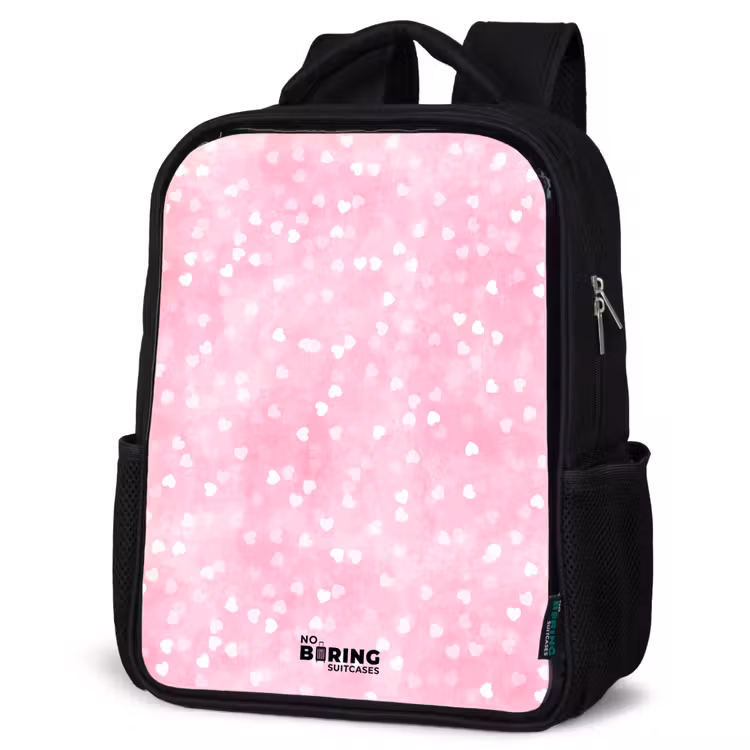 Kinderrugzak - Zwart - Roze glitter hartjes — 7