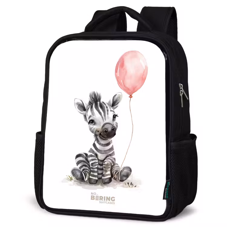 Kinderrugzak - Zwart - Zebra met roze ballon — 7
