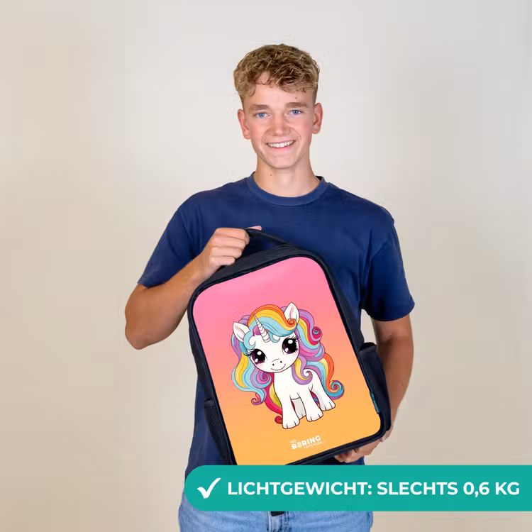 Kinderrugzak - Zwart - Kleine eenhoorn met regenboog kleuren — 3