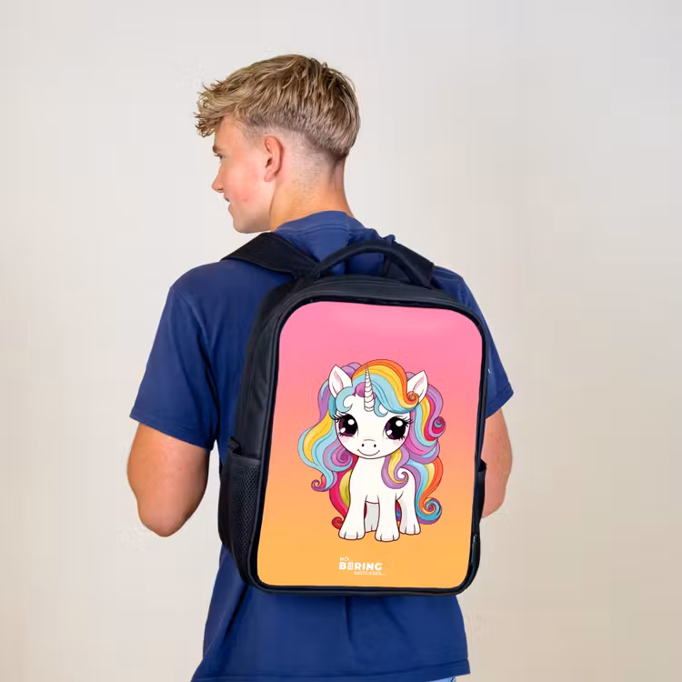 Kinderrugzak - Zwart - Kleine eenhoorn met regenboog kleuren — 6