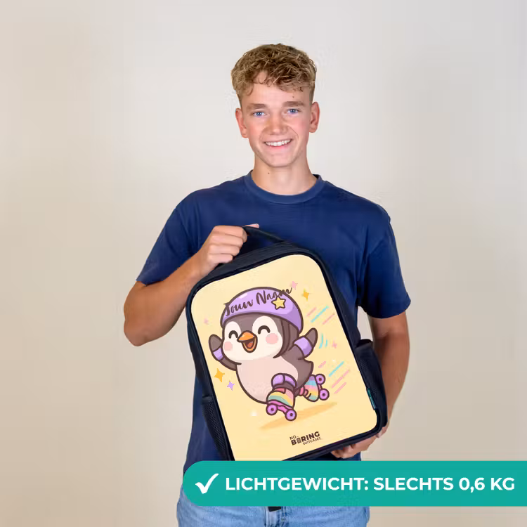 Kinderrugzak - Zwart - Kawai - Pinguin - Rolschaatsen — 3