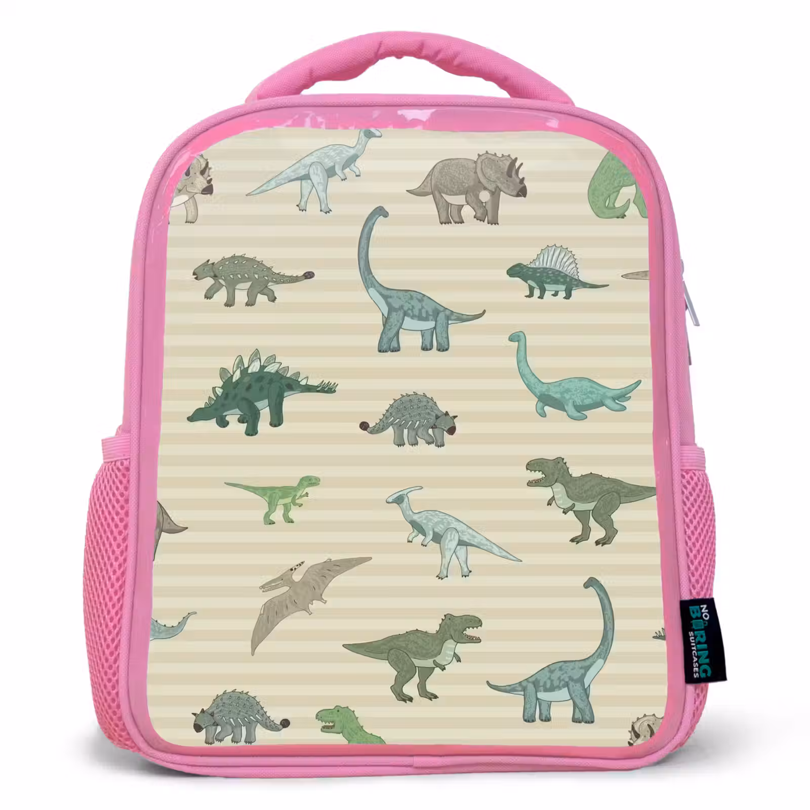 Kinderrugzak - Roze - Dino - Patroon - Strepen - Groen — 1