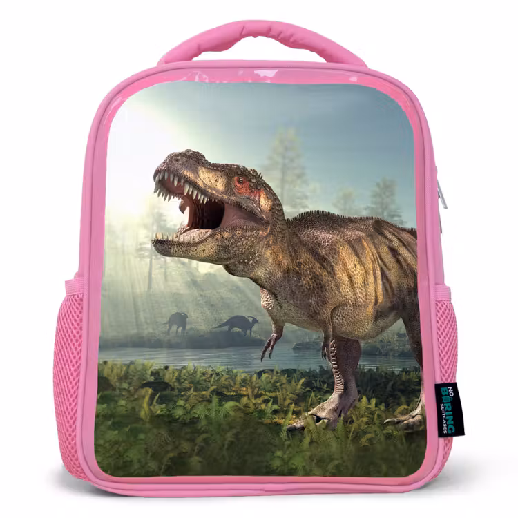 Kinderrugzak - Roze - Dino - Gras - Tekening - Kinderen - Jongens — 1
