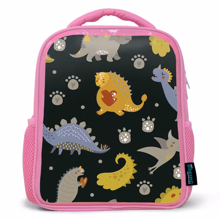 Kinderrugzak - Roze - Dino - Kinderen - Patronen - Jongens - Meisjes - Dinosaurus — 1