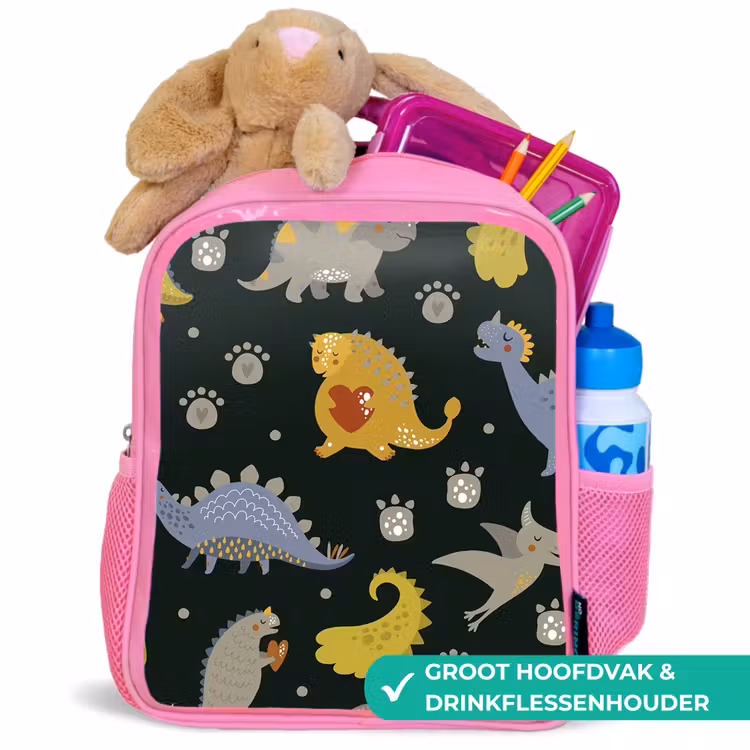 Kinderrugzak - Roze - Dino - Kinderen - Patronen - Jongens - Meisjes - Dinosaurus — 2