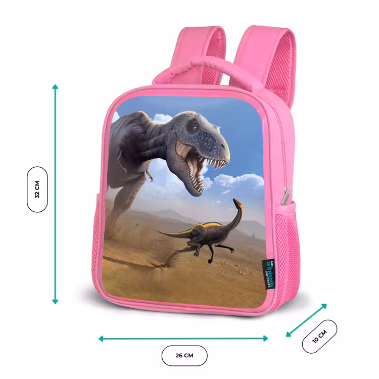 Kinderrugzak - Roze - Dino - Wilde dieren - Tekening - Kinderen - Jongens — 3