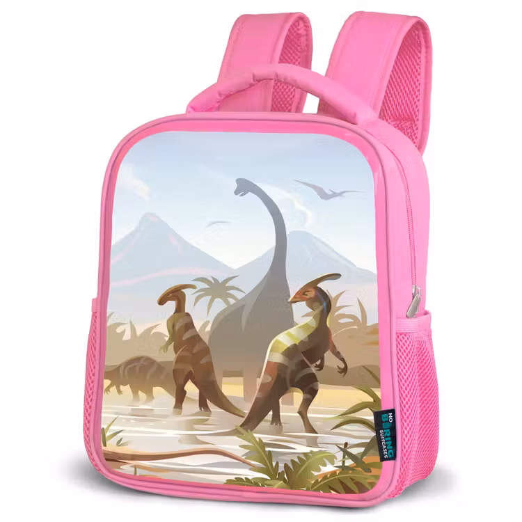 Kinderrugzak - Roze - Dinosaurus - Landschap - Tropisch - Kinderen - Jongens — 6