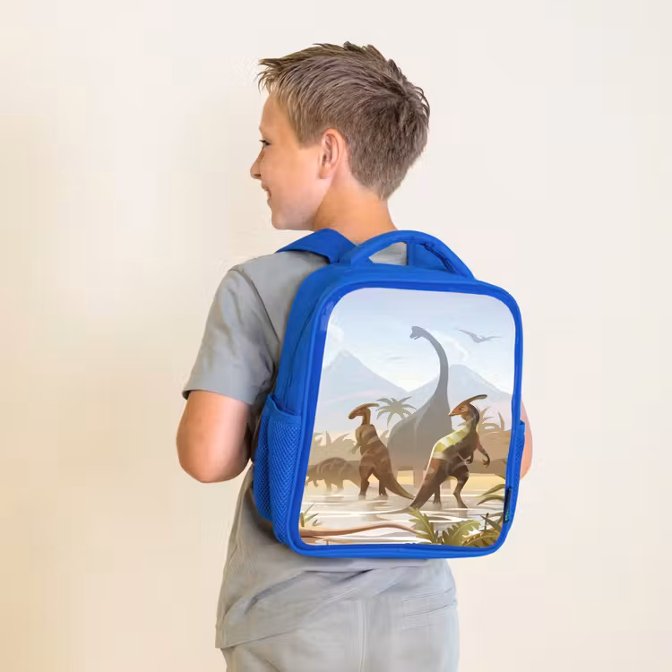 Kinderrugzak - Blauw - Dinosaurus - Landschap - Tropisch - Kinderen - Jongens — 3