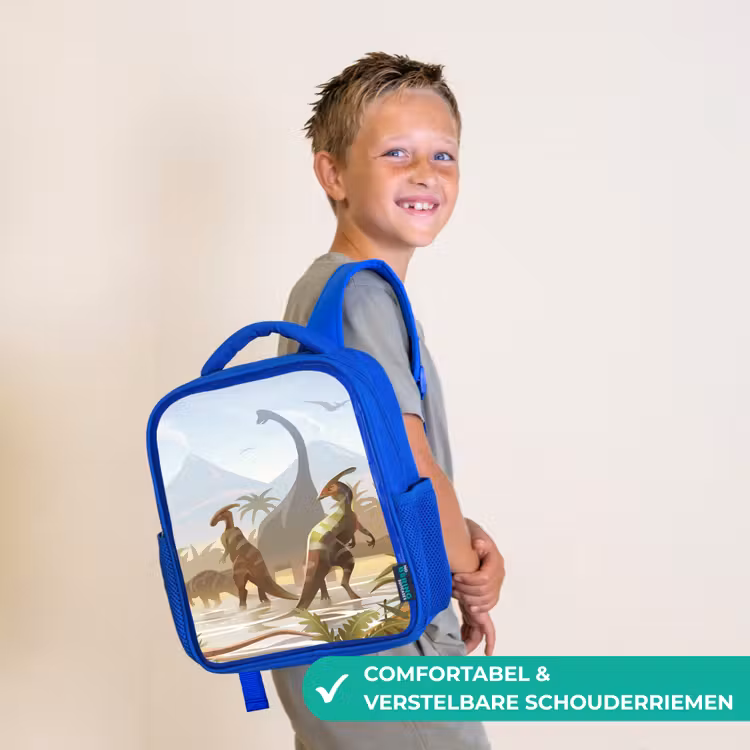 Kinderrugzak - Blauw - Dinosaurus - Landschap - Tropisch - Kinderen - Jongens — 4