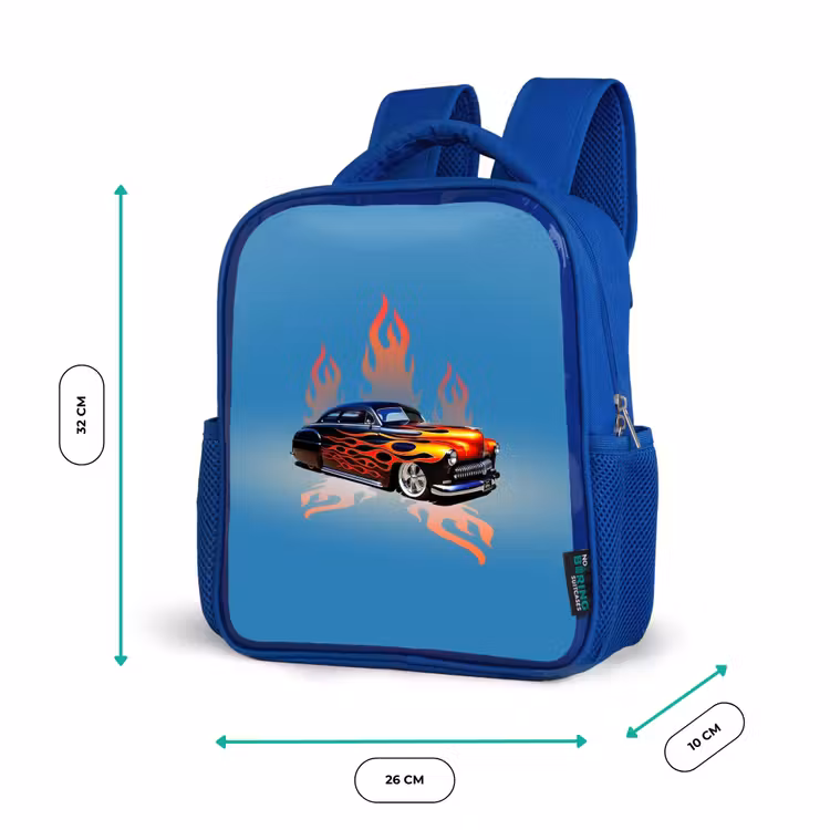 Kinderrugzak - Blauw - Hotrod flames — 6