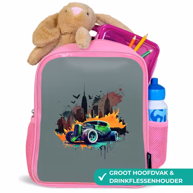 Kinderrugzak - Roze - Auto in spookstad — 2