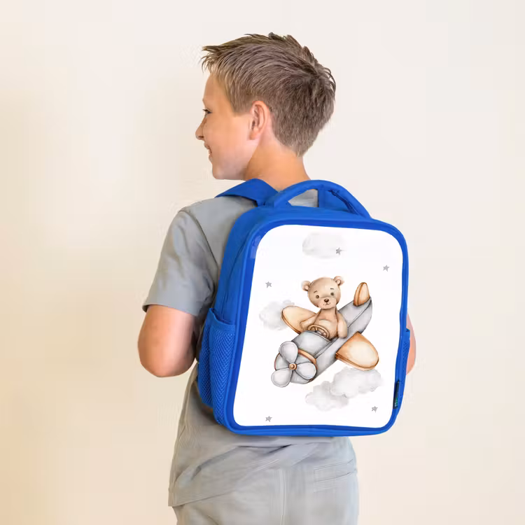 Kinderrugzak - Blauw - Beer - Vliegtuig - Sterren - Kinderen — 3