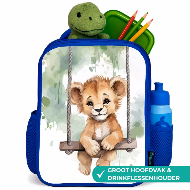 Kinderrugzak - Blauw - Leeuw - Dier - Kinderen - Jungle — 5
