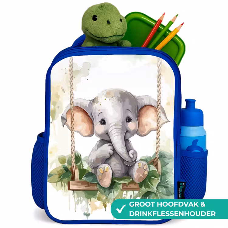 Kinderrugzak - Blauw - Olifant - Dier - Kinderen - Jungle — 5