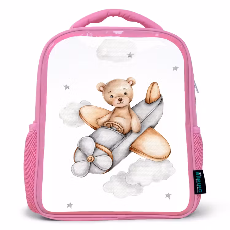 Kinderrugzak - Roze - Beer - Vliegtuig - Sterren - Kinderen — 1