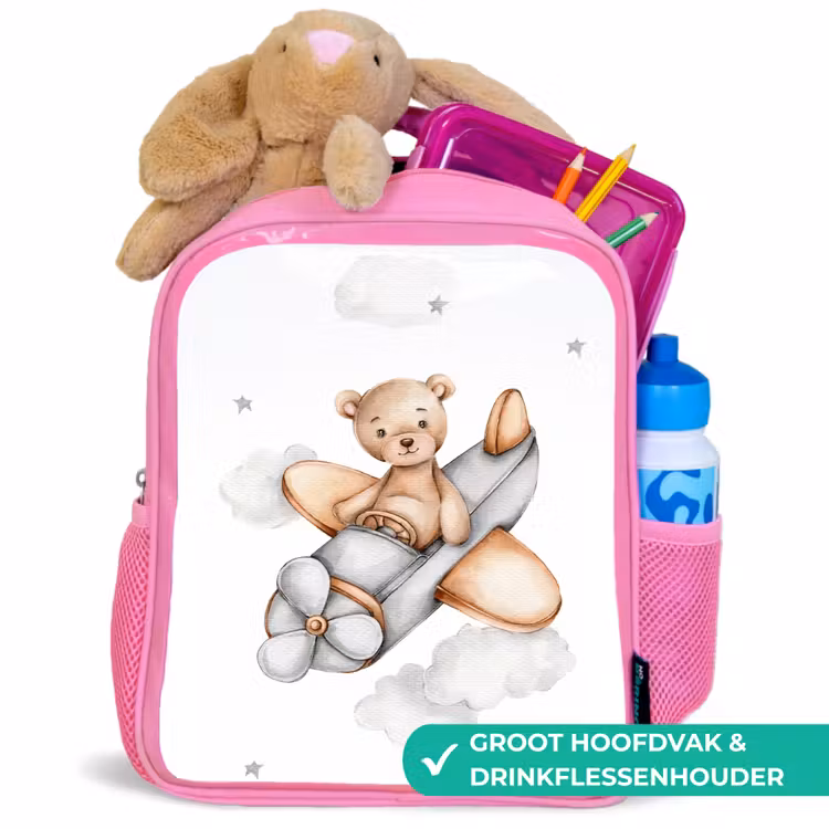 Kinderrugzak - Roze - Beer - Vliegtuig - Sterren - Kinderen — 2