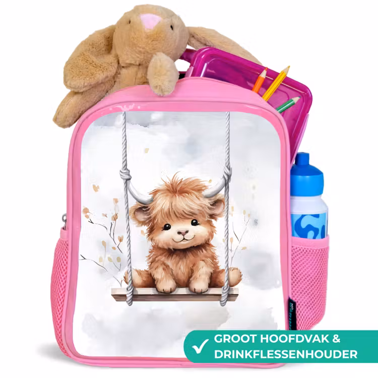 Kinderrugzak - Roze - Schotse hooglander - Dier - Kinderen — 2