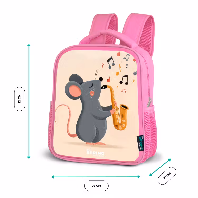 Kinderrugzak - Roze - Muis - Saxofoon - Muziek — 3