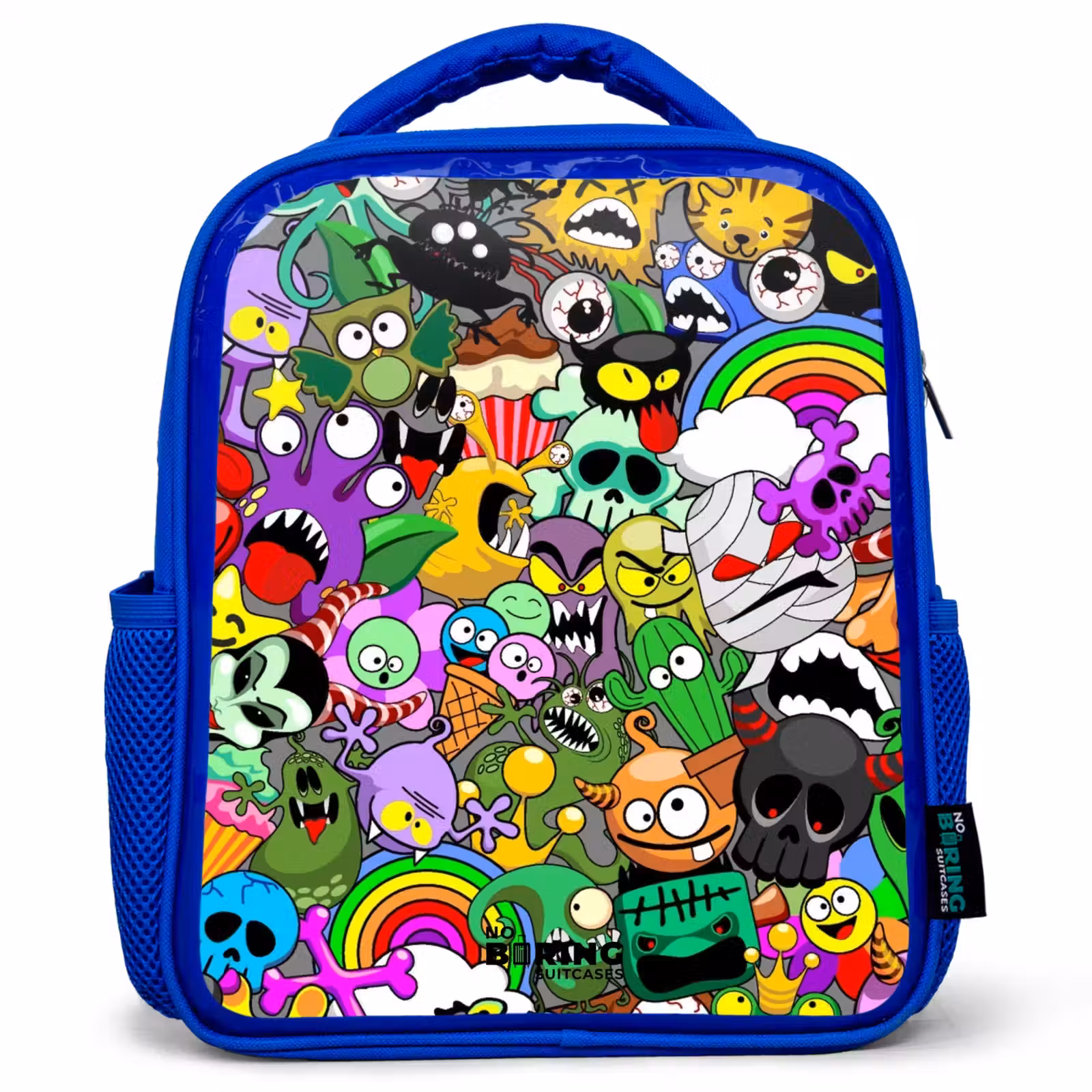 Kinderrugzak - Blauw - Chaotisch kleurrijk monster patroon — 1