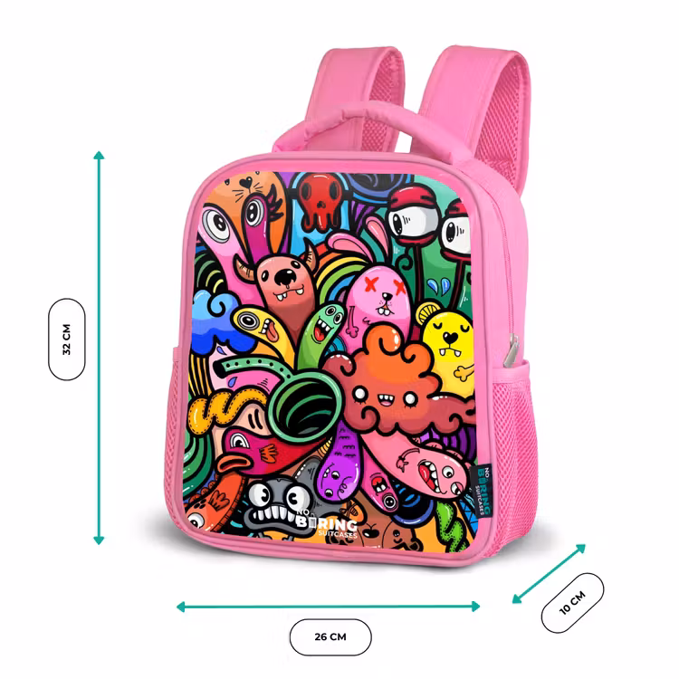Kinderrugzak - Roze - Vrolijke monsterchaos — 3