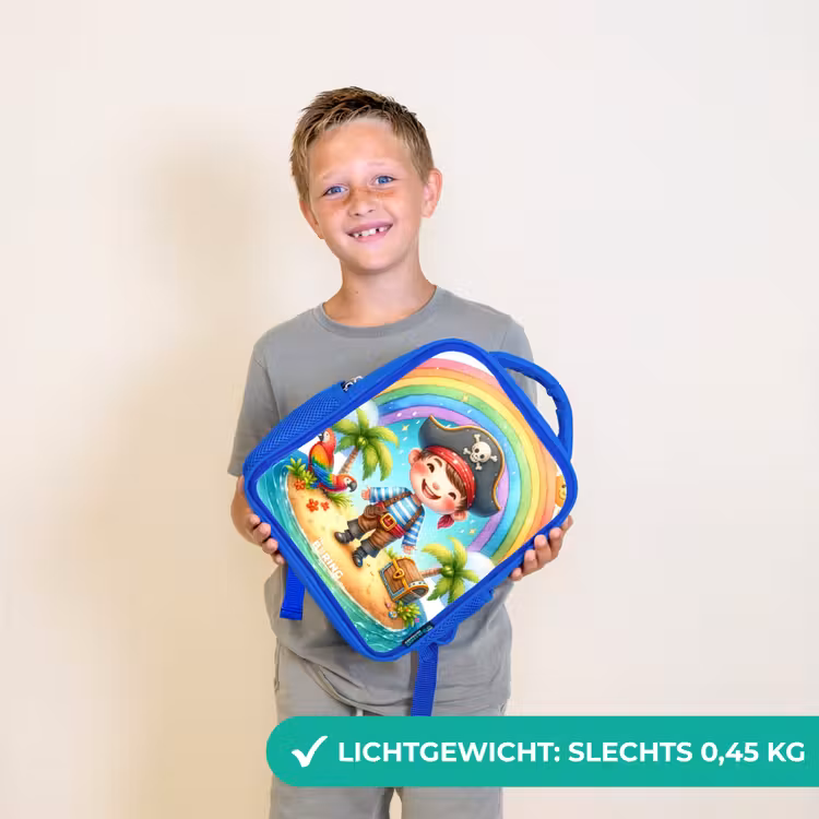 Kinderrugzak - Blauw - Piraat op een eiland met een schat — 2