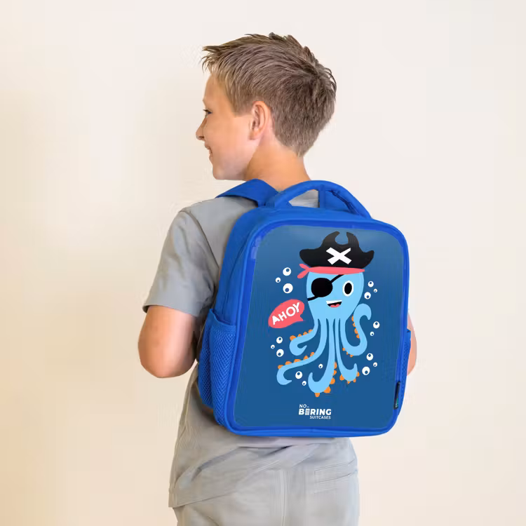 Kinderrugzak - Blauw - Piraten octopus met een hoed — 3