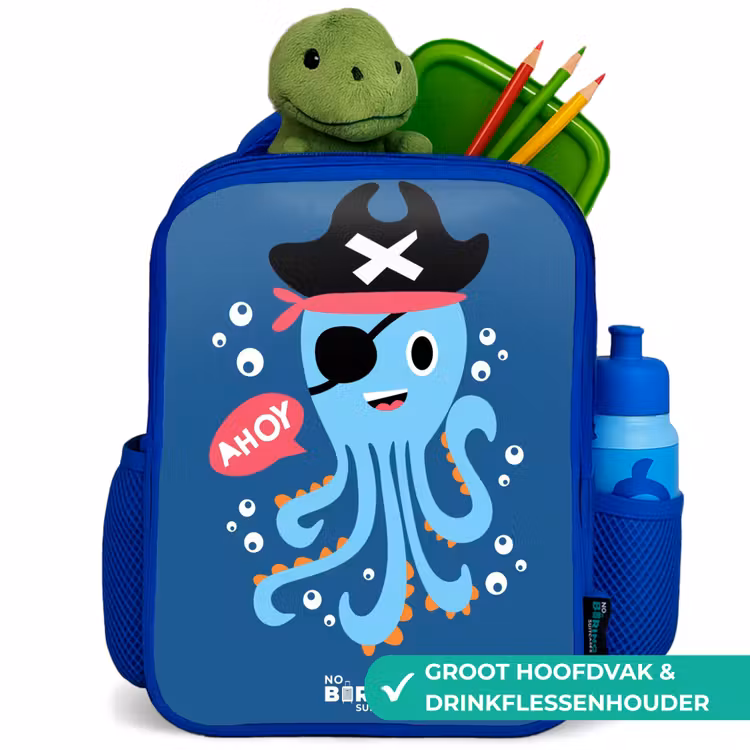 Kinderrugzak - Blauw - Piraten octopus met een hoed — 5