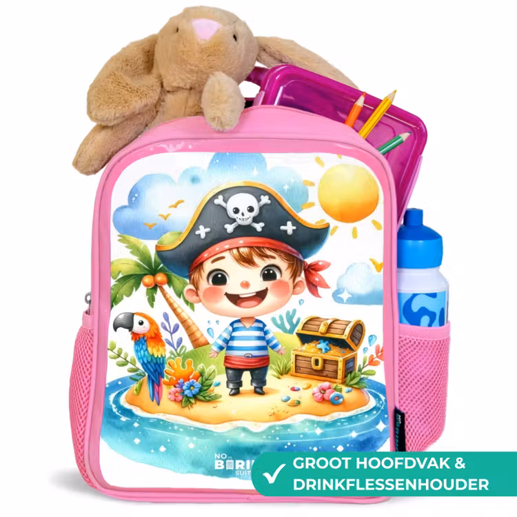 Kinderrugzak - Roze - Piraat op een eiland — 2