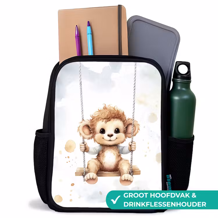 Kinderrugzak - Zwart - Aap - Dier - Kinderen — 4