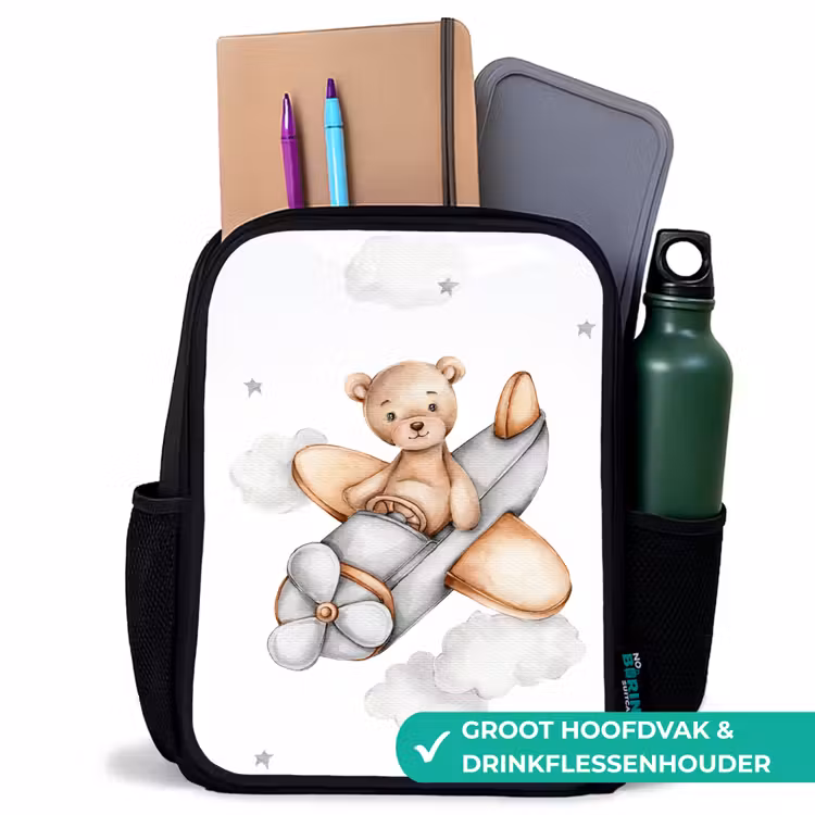 Kinderrugzak - Zwart - Beer - Vliegtuig - Sterren - Kinderen — 4