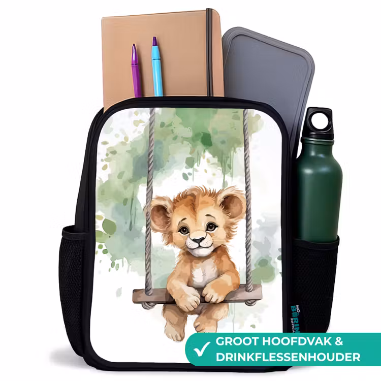 Kinderrugzak - Zwart - Leeuw - Dier - Kinderen - Jungle — 4