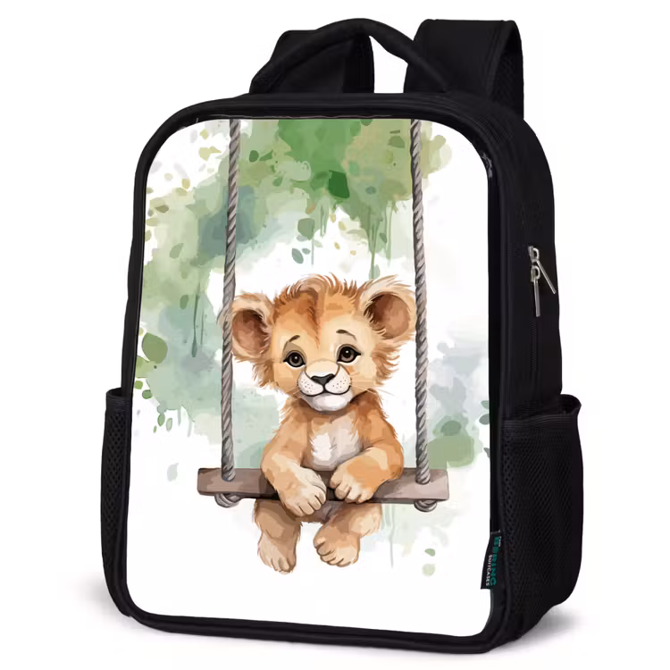 Kinderrugzak - Zwart - Leeuw - Dier - Kinderen - Jungle — 7