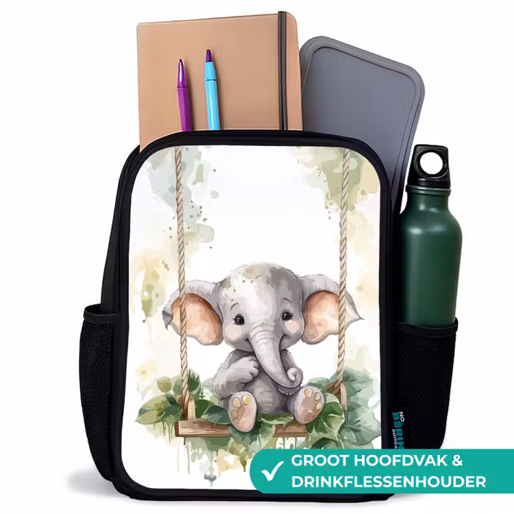 Kinderrugzak - Zwart - Olifant - Dier - Kinderen - Jungle — 4