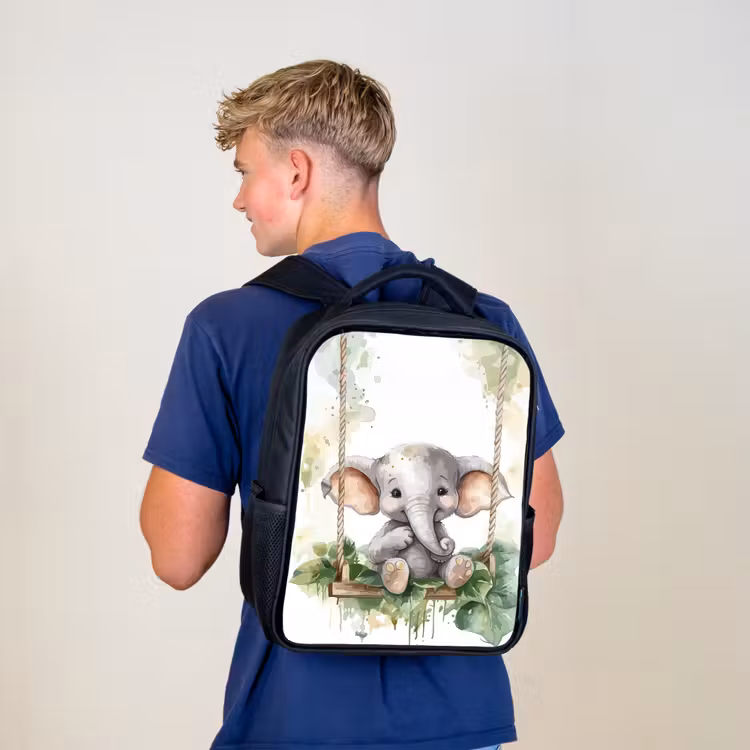 Kinderrugzak - Zwart - Olifant - Dier - Kinderen - Jungle — 6