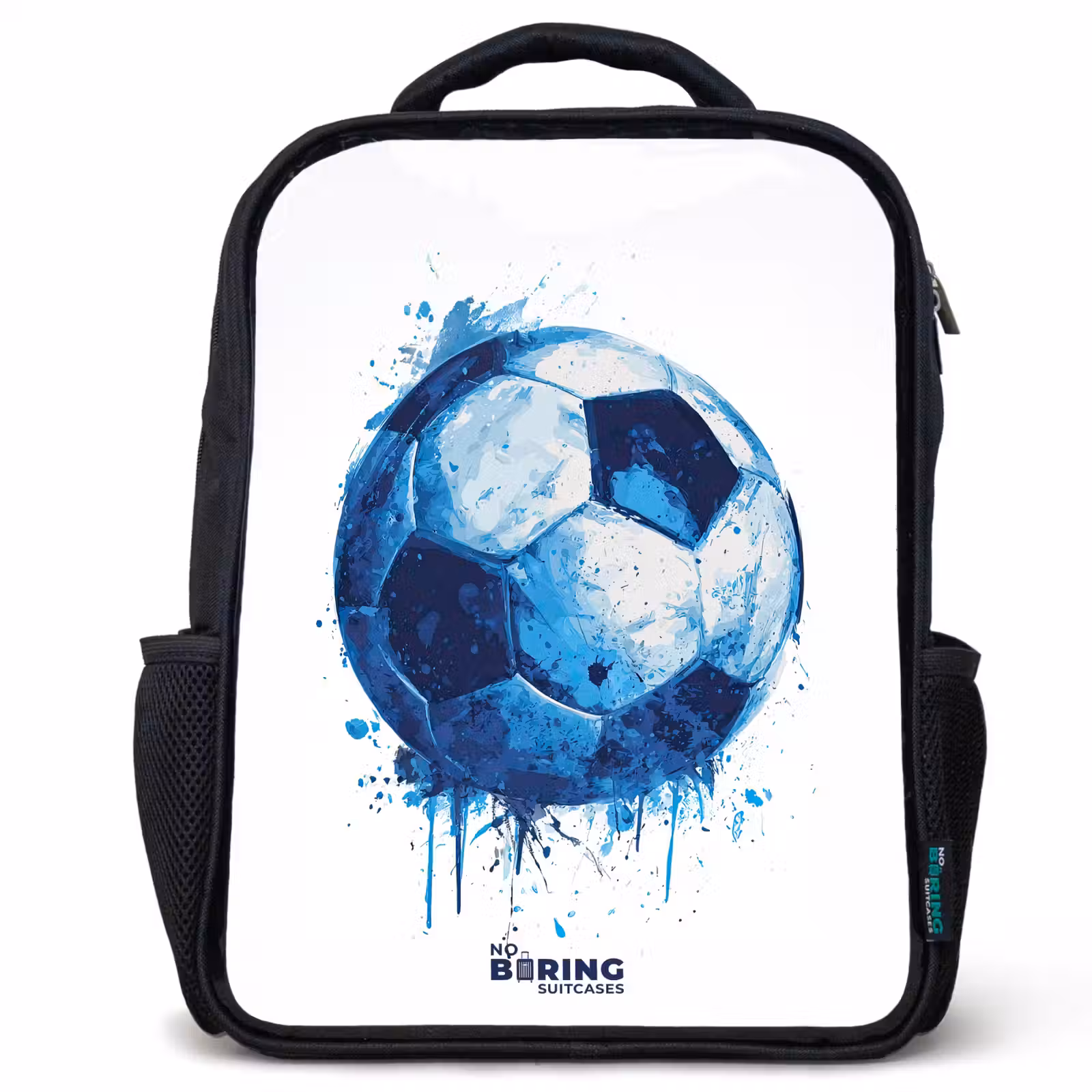 Kinderrugzak - Zwart - Voetbal - Inktspatten - Blauw - Bal — 1