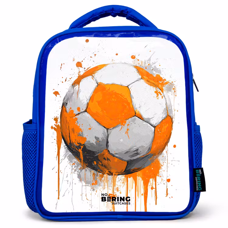 Kinderrugzak - Blauw - Voetbal - Verf - Oranje — 1
