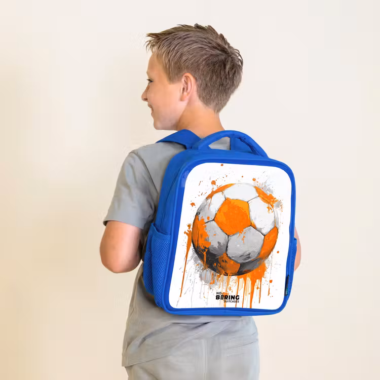 Kinderrugzak - Blauw - Voetbal - Verf - Oranje — 3