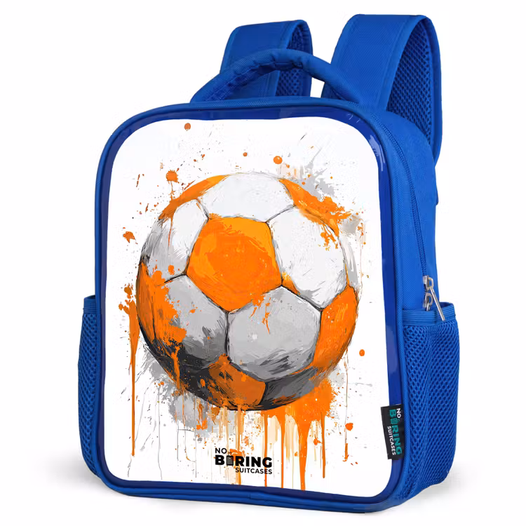 Kinderrugzak - Blauw - Voetbal - Verf - Oranje — 9