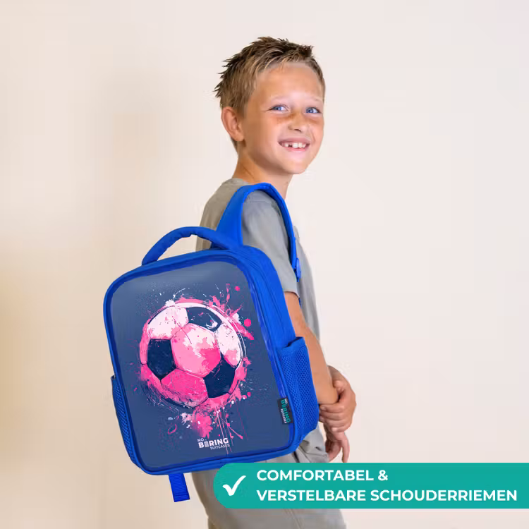Kinderrugzak - Blauw - Voetbal - Verf - Roze - Blauw — 4